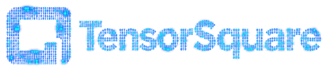 TensorSquare logo: a rounded square mark and the TensorSquare name, drawn in glowing blue binary digits